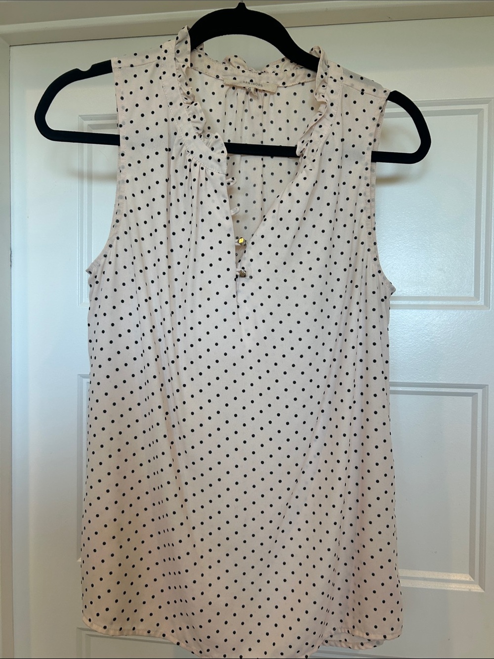 41 Hawthorn Sleeveless Polka Dot Blouse - Cream and Black